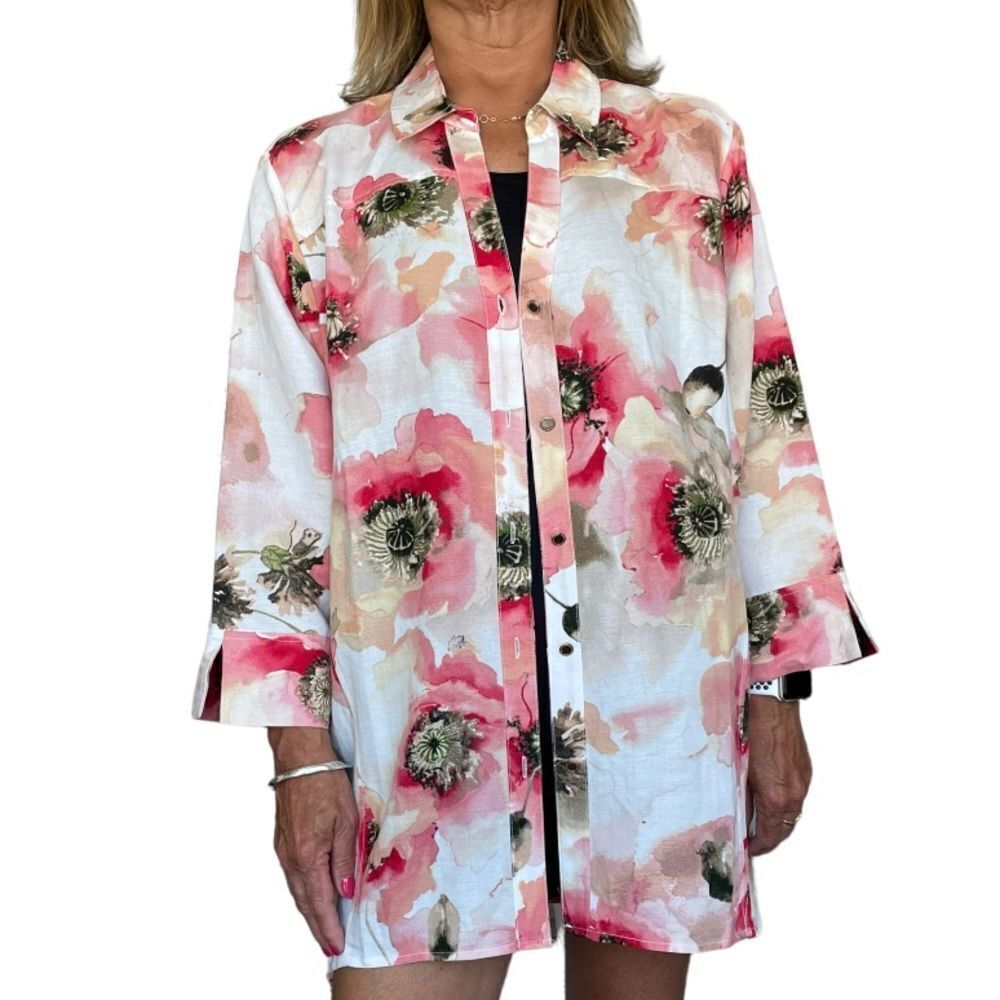 ‎FLORAL DETAILED OVERSIZED SHIRT